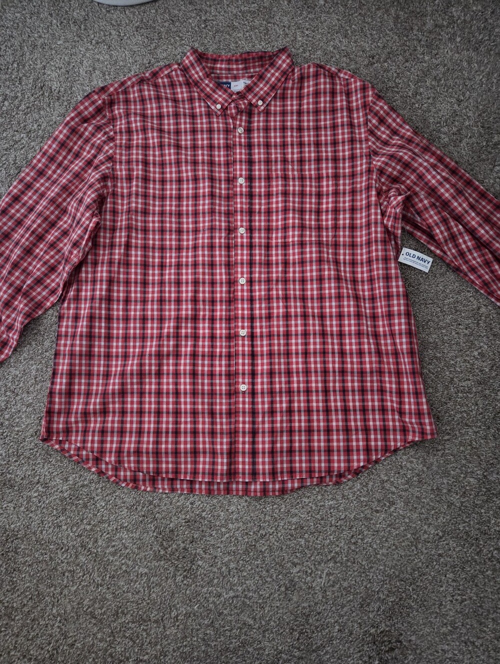 Old Navy Red and White Plaid Button-Down Shirt
